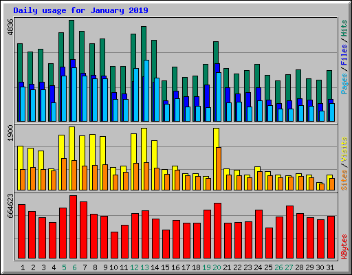 Daily usage for January 2019