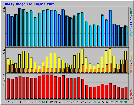 Daily usage for August 2025