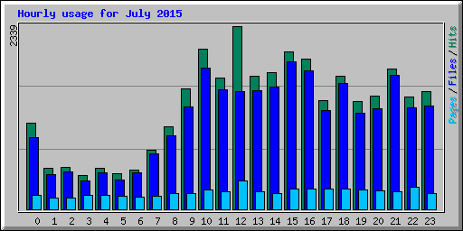 Hourly usage for July 2015